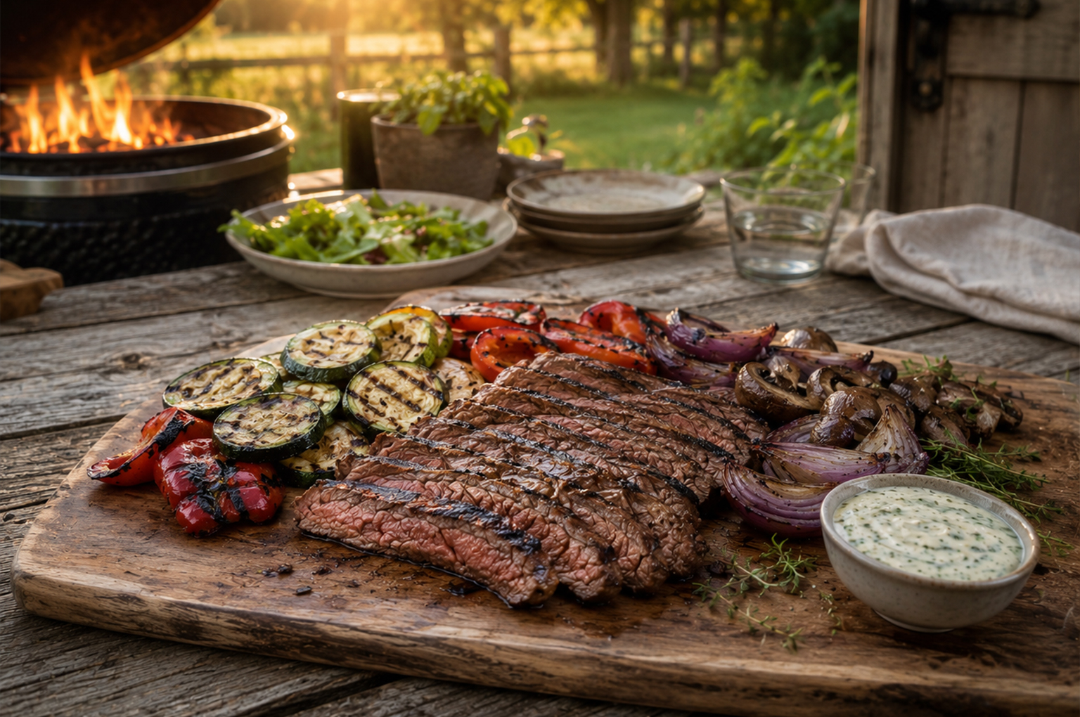 Bavette met gegrilde zomergroenten van de BBQ van VanStijns